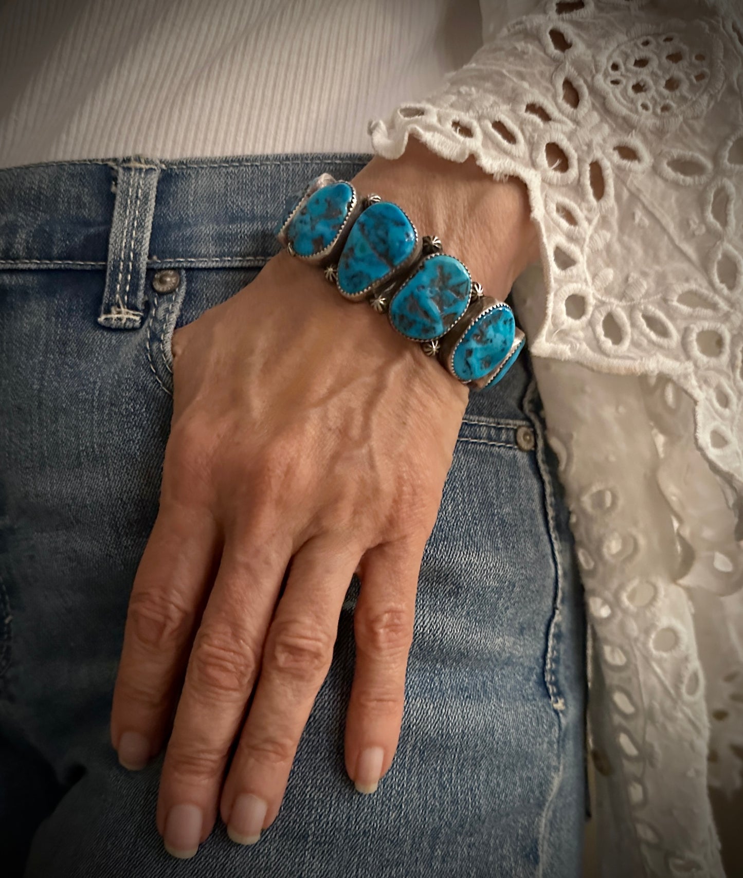 7 Turquoise Cuff Bracelet Native American Navajo - Emma Lincoln