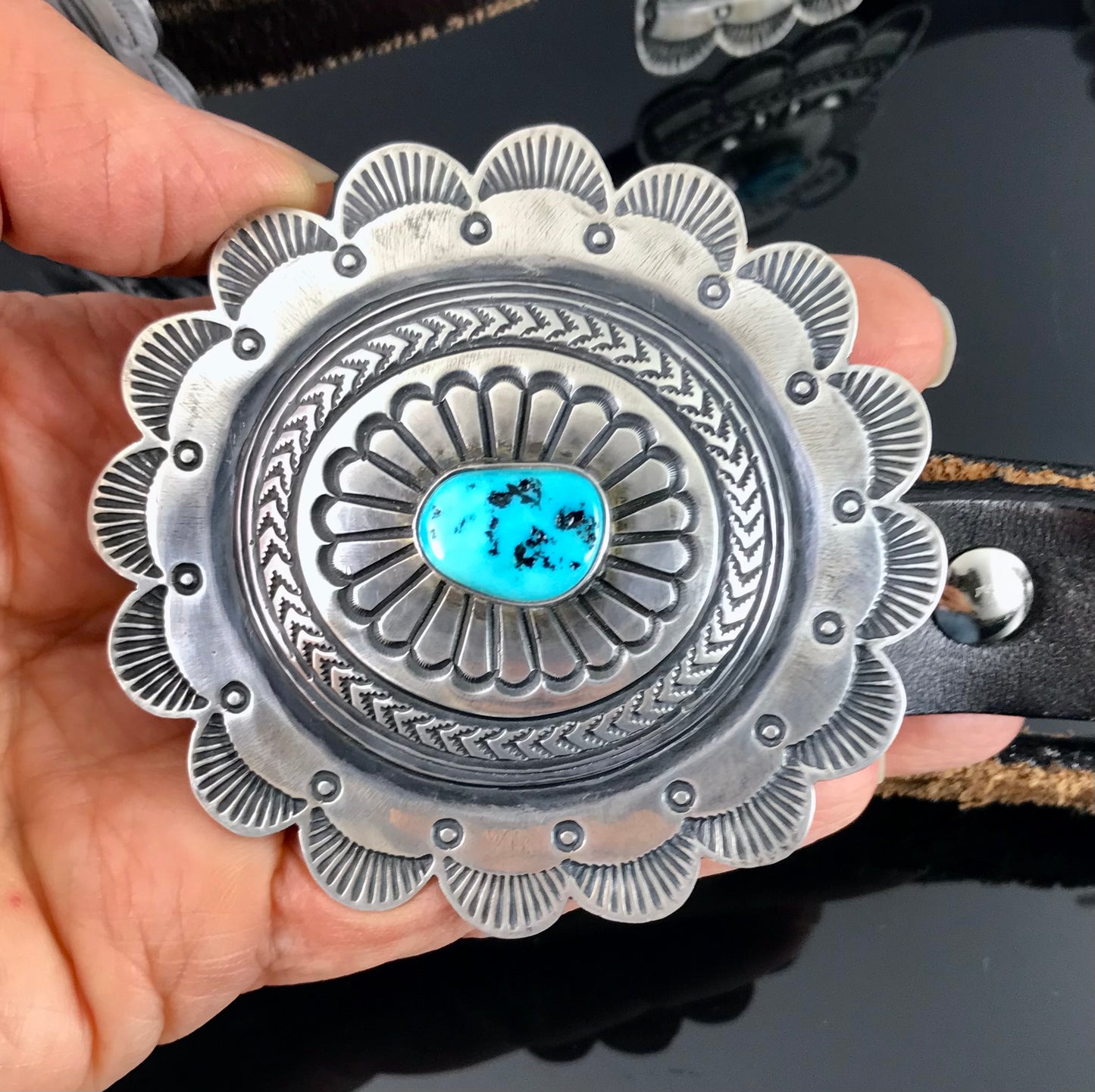 Kirk Smith Turquoise Concho Belt Navajo Native American - Vintage