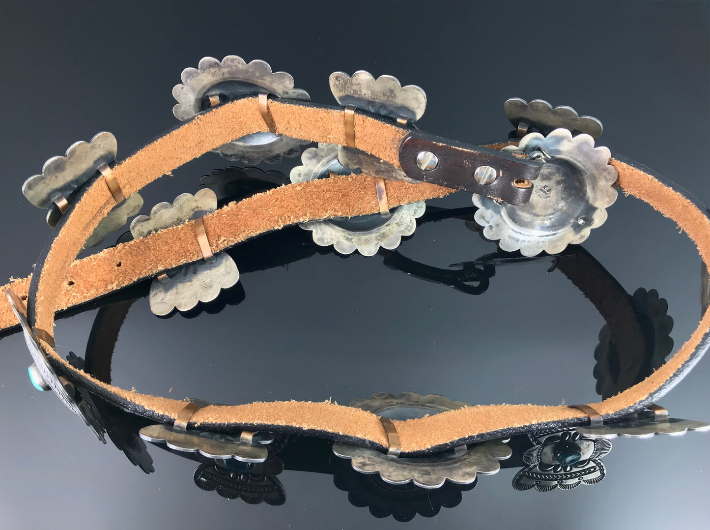 Kirk Smith Turquoise Concho Belt Navajo Native American - Vintage