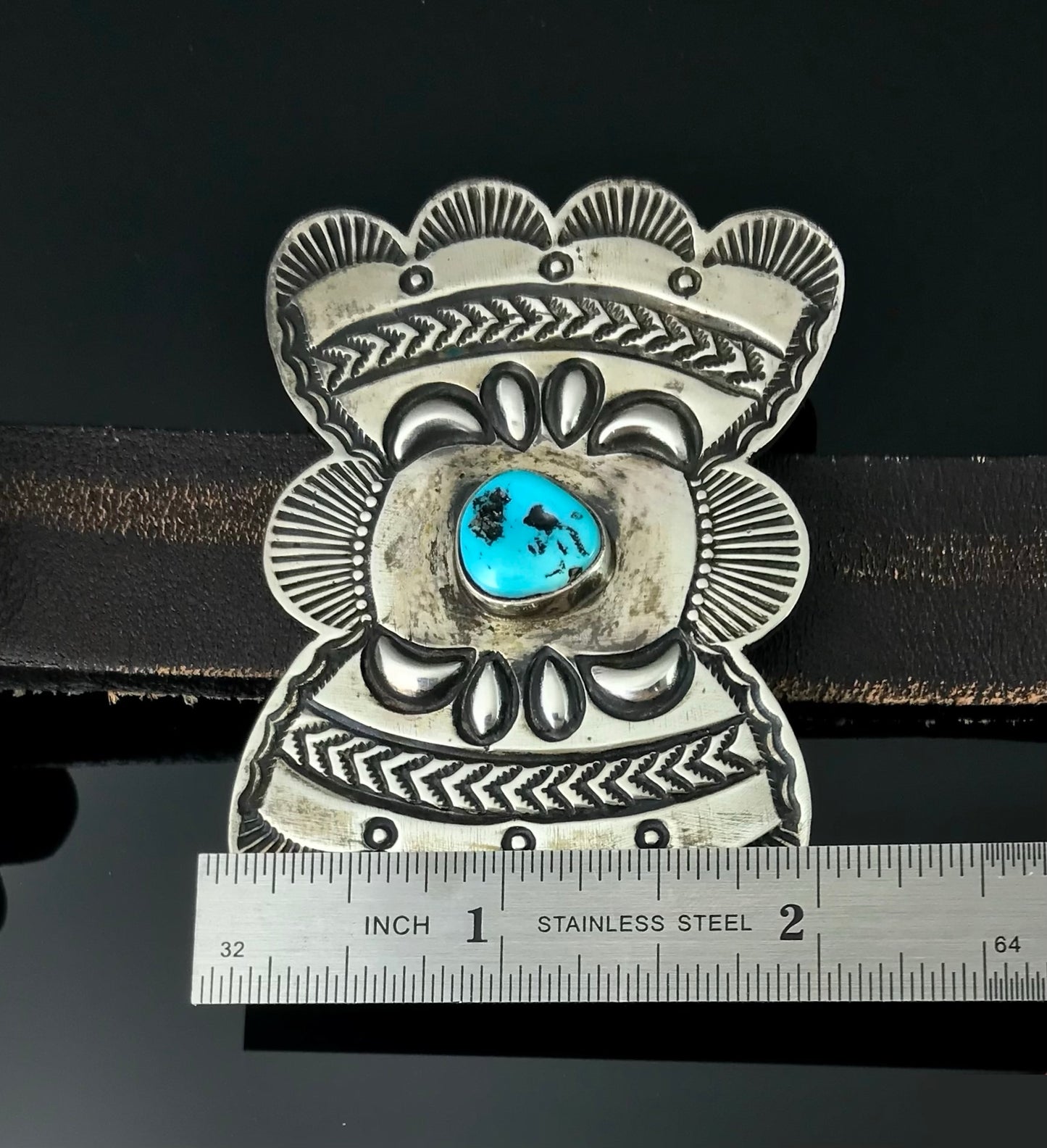 Kirk Smith Turquoise Concho Belt Navajo Native American - Vintage