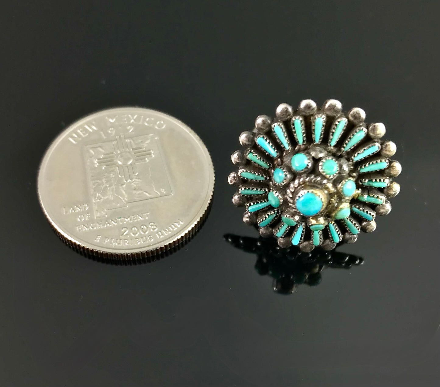 Zuni Turquoise Petit Point Cluster Ring Size 6 – Native American Vintage