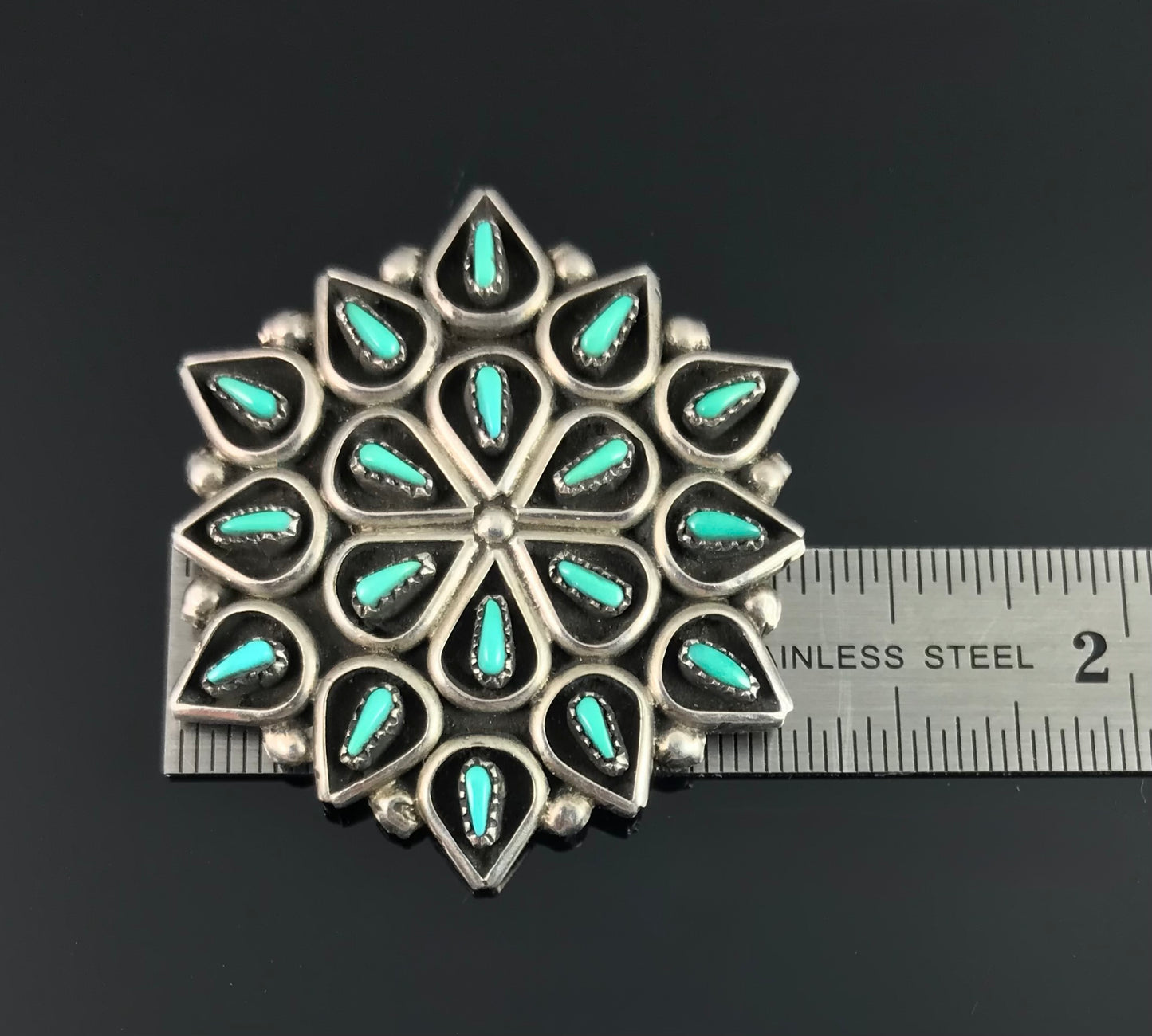 Zuni Turquoise Petit Point Cluster Pin / Pendant Native American - P & A Lahi