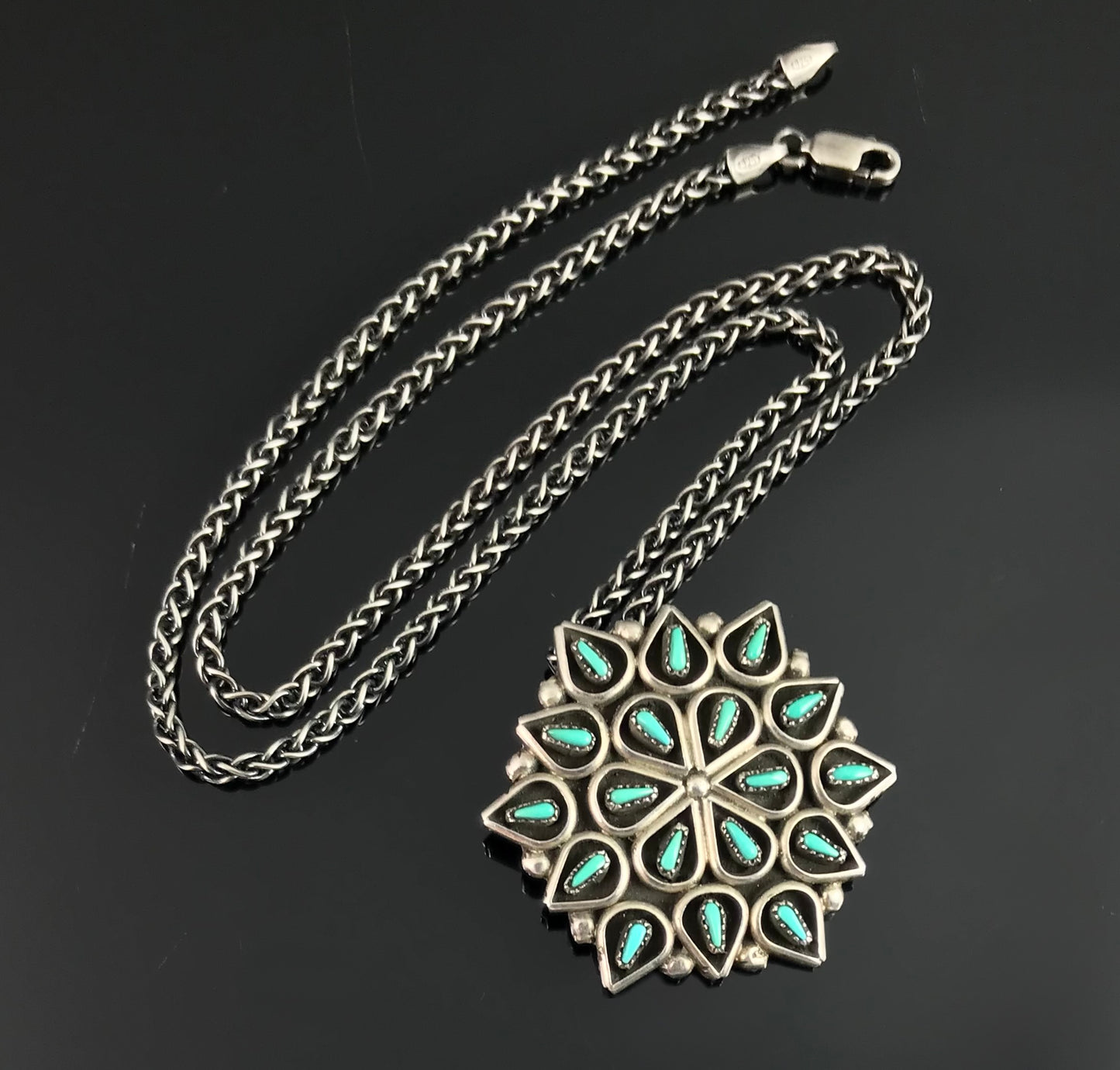 Zuni Turquoise Petit Point Cluster Pin / Pendant Native American - P & A Lahi