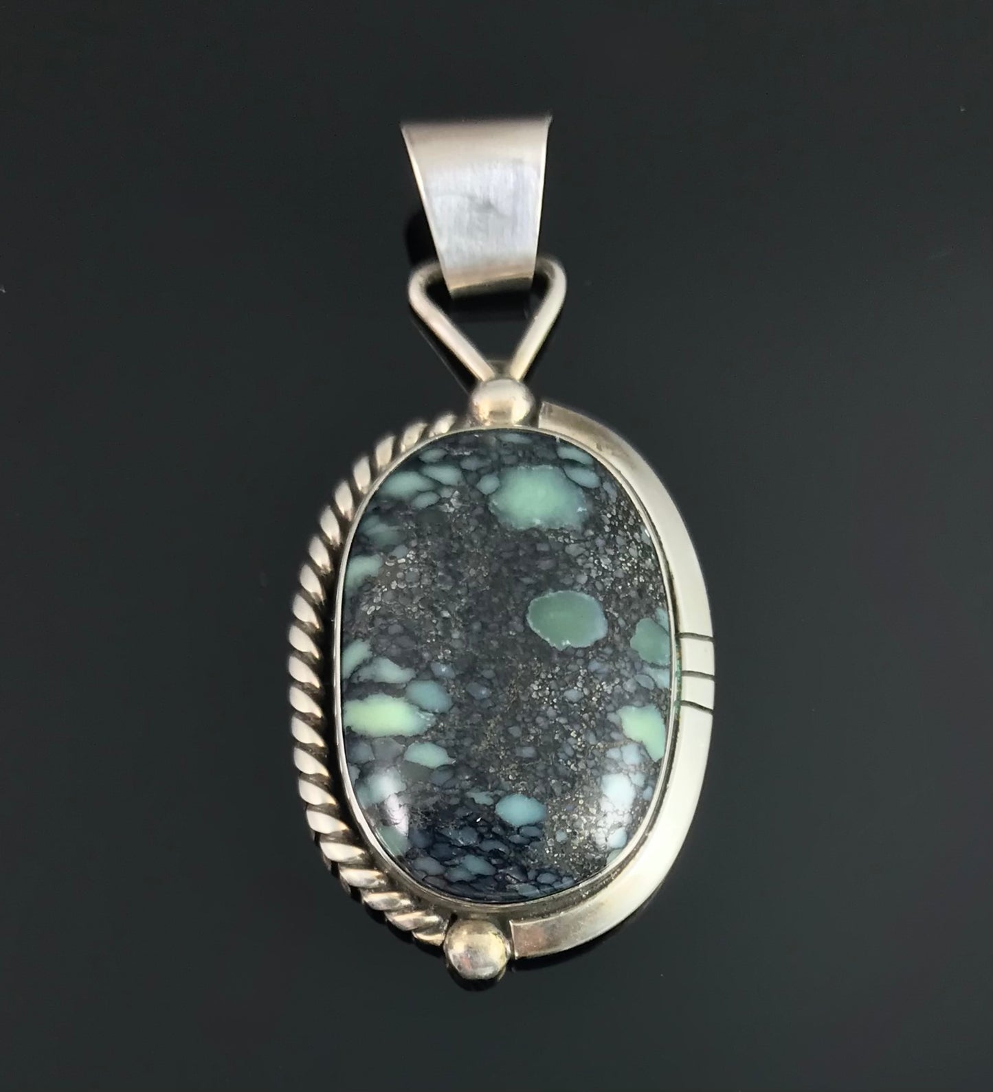 New Lander Variscite Navajo Necklace Pendant - Native American Vintage