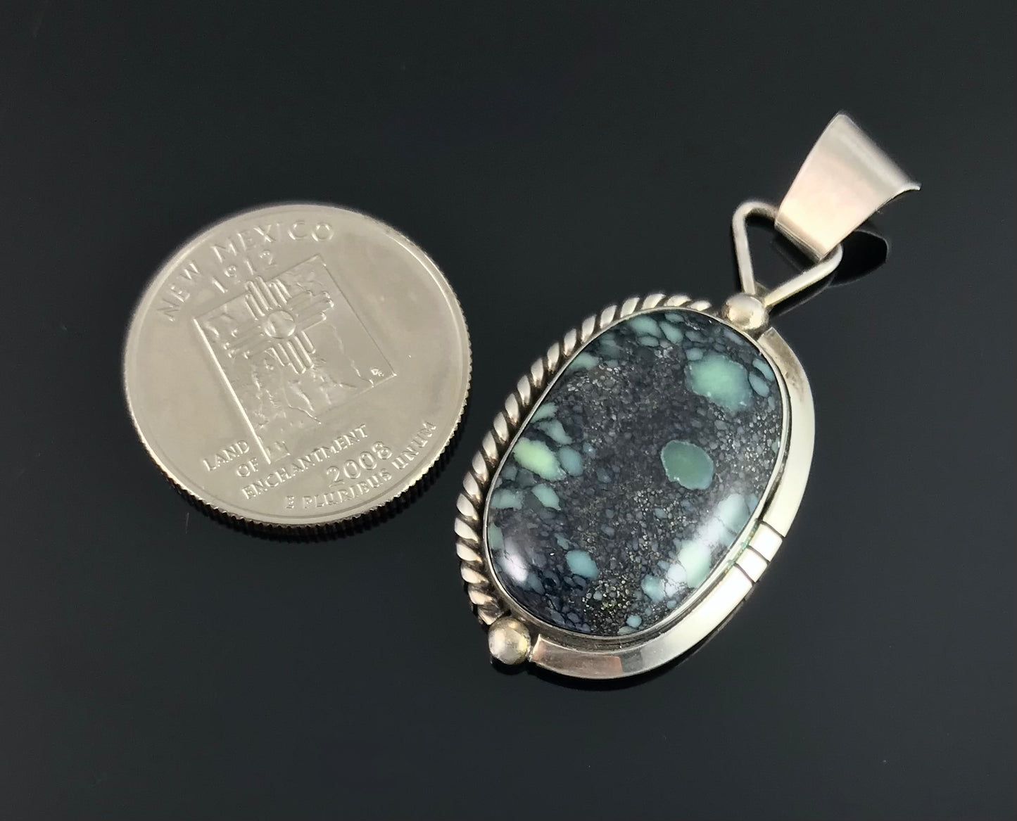 New Lander Variscite Navajo Necklace Pendant - Native American Vintage