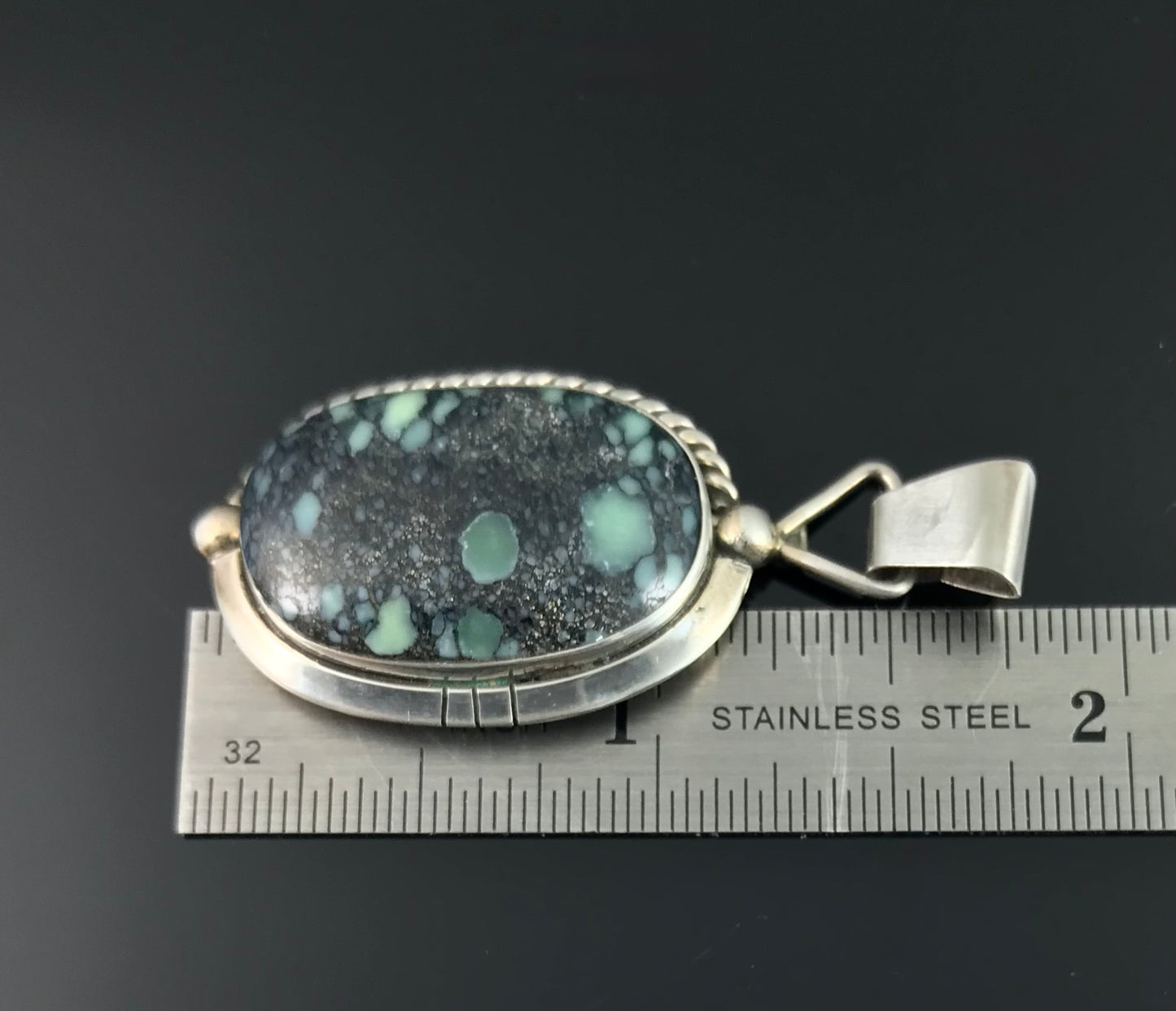 New Lander Variscite Navajo Necklace Pendant - Native American Vintage
