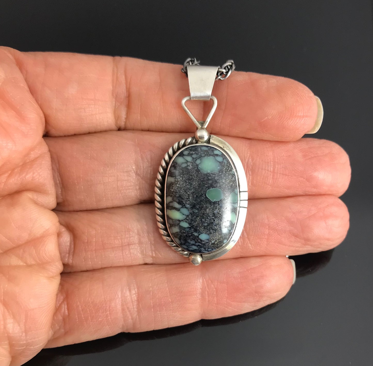 New Lander Variscite Navajo Necklace Pendant - Native American Vintage