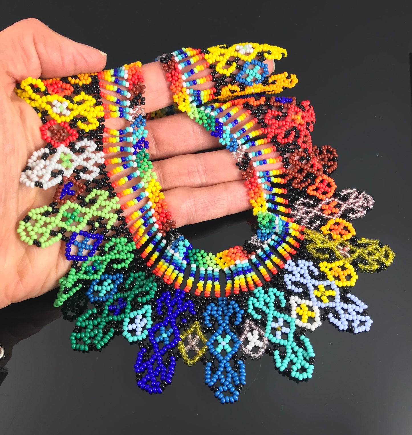 Colombian Embera Chami Okama Rainbow Beaded Necklace