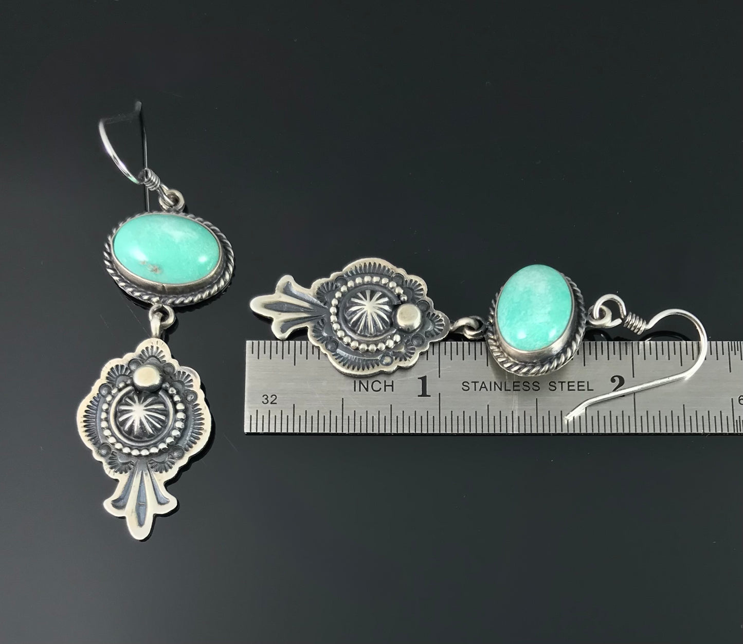 Old Style Carico Lake Turquoise Navajo Native American Earrings - Michael & Rose Calladitto