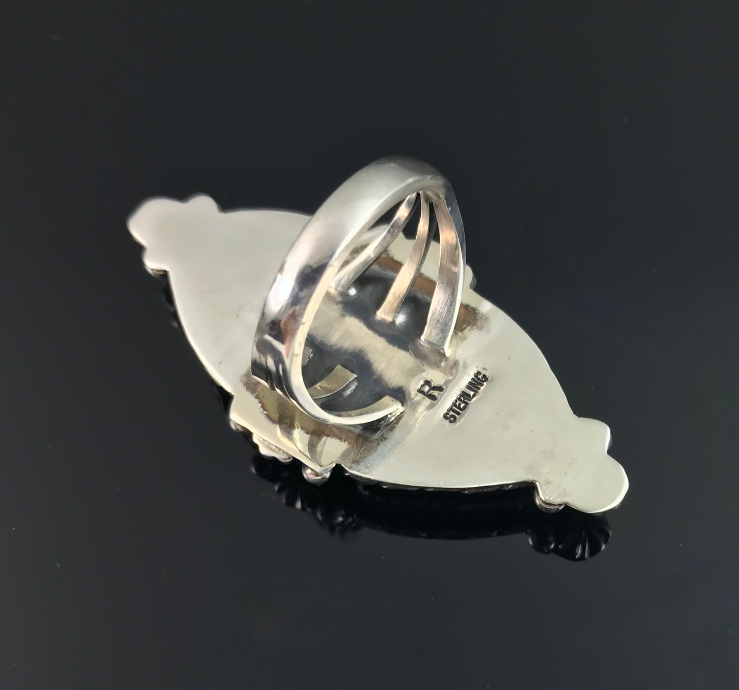 Double Turquoise Navajo Ring Size 8 Native American - Rosella Paxton