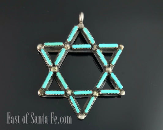 Zuni Needlepoint Star of David Pendant - Vintage