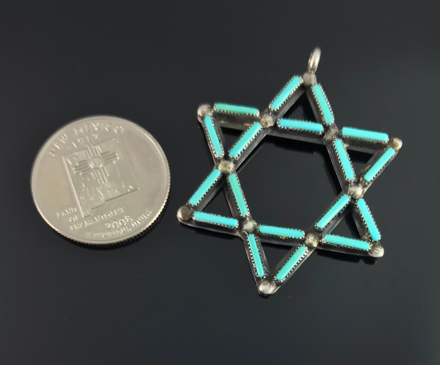 Zuni Needlepoint Star of David Pendant - Vintage