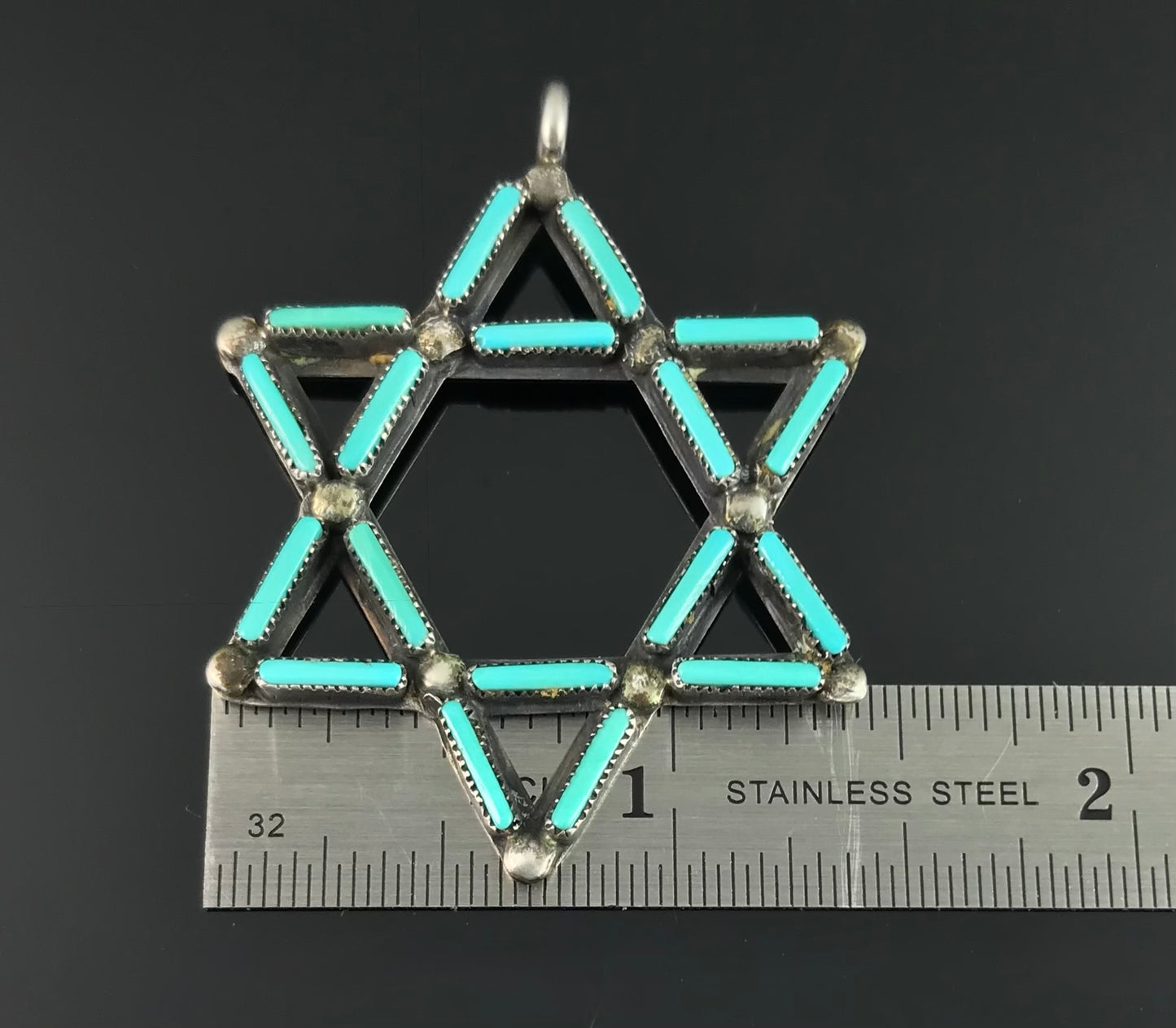 Zuni Needlepoint Star of David Pendant - Vintage