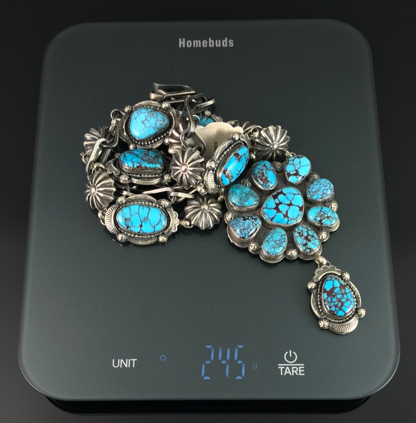 Egyptian Prince Mine Turquoise Cluster Lariat Squash Blossom Necklace - Harley Reed