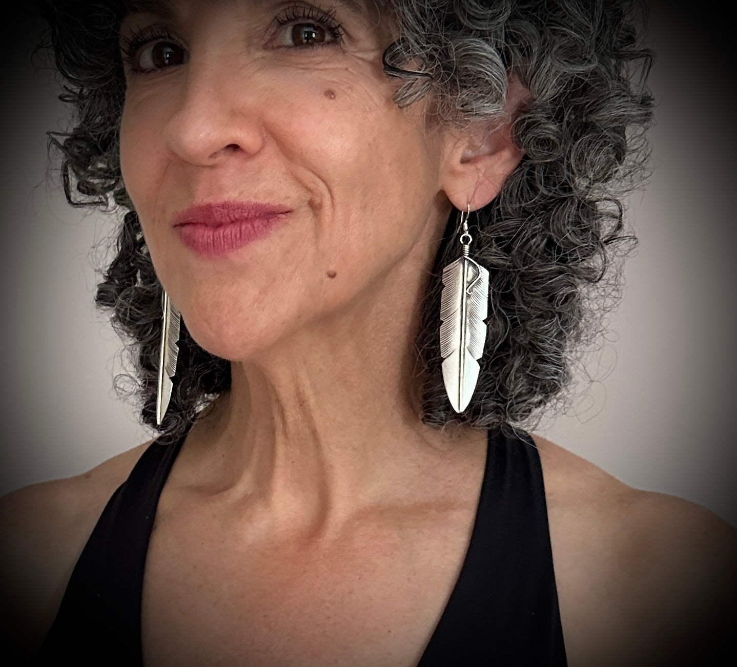 Sterling Feather Earrings Navajo Native American - Chris Charley