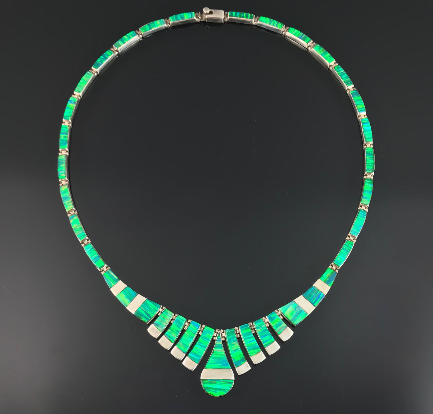 Vintage Opal Inlay Necklace - Taxco Mexico