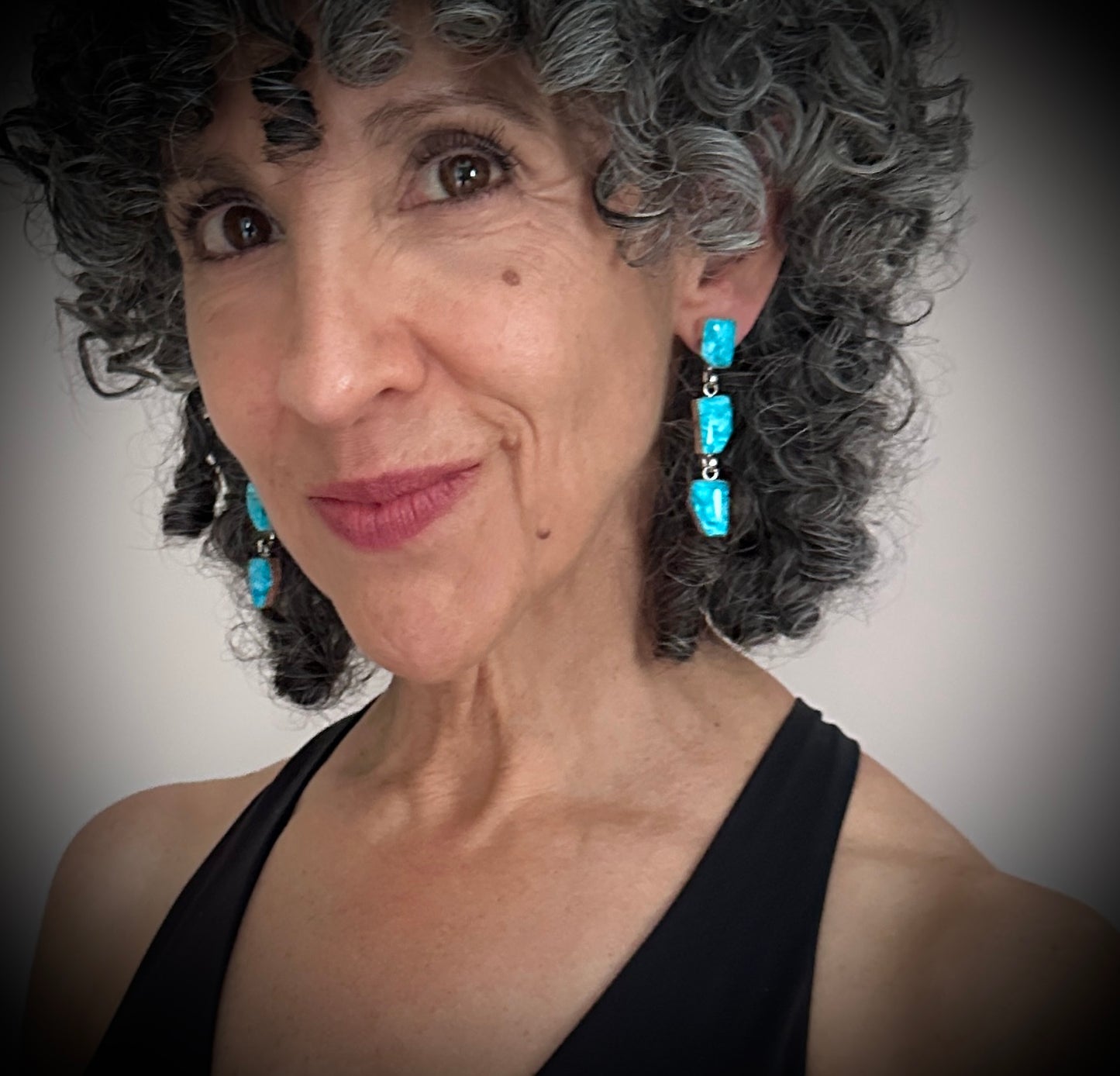 Triple Kingman Turquoise Navajo Native American Earrings - Gregg Yazzie