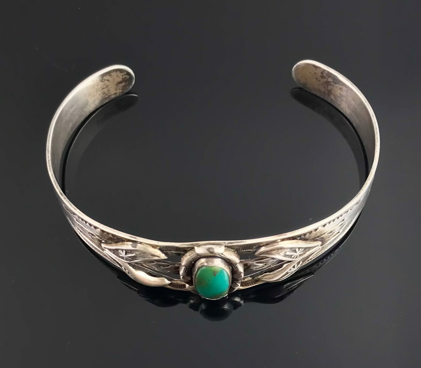 1960's Fred Harvey Era Turquoise Native American Cuff Bracelet - VINTAGE
