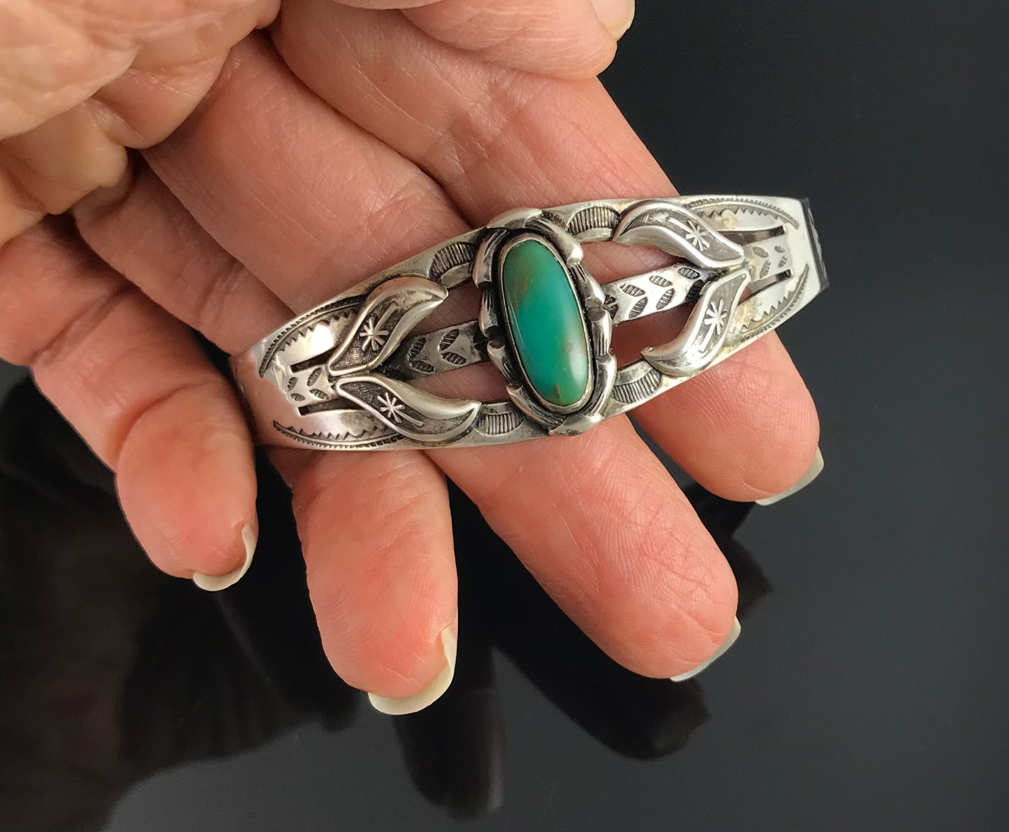 1960's Fred Harvey Era Turquoise Native American Cuff Bracelet - VINTAGE