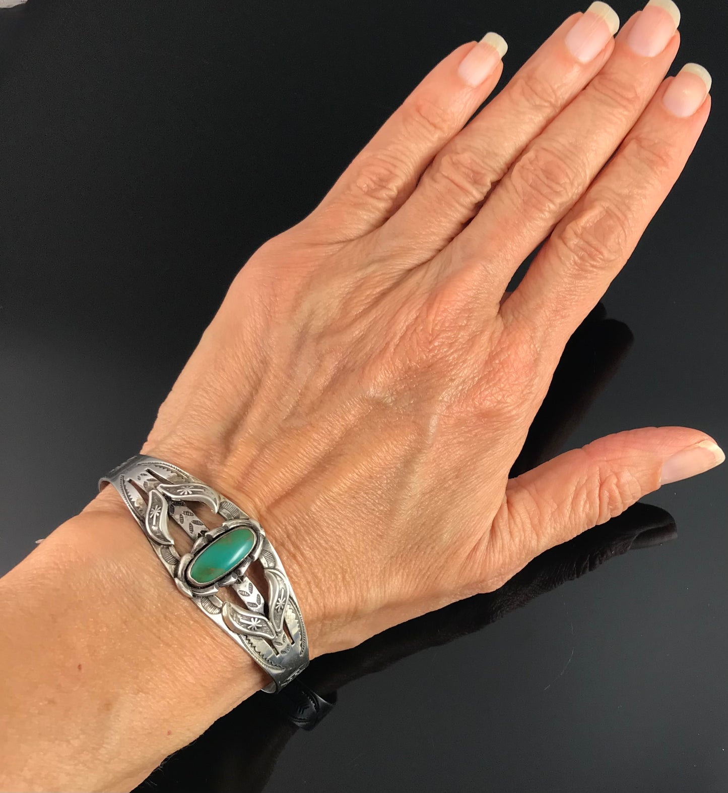 1960's Fred Harvey Era Turquoise Native American Cuff Bracelet - VINTAGE