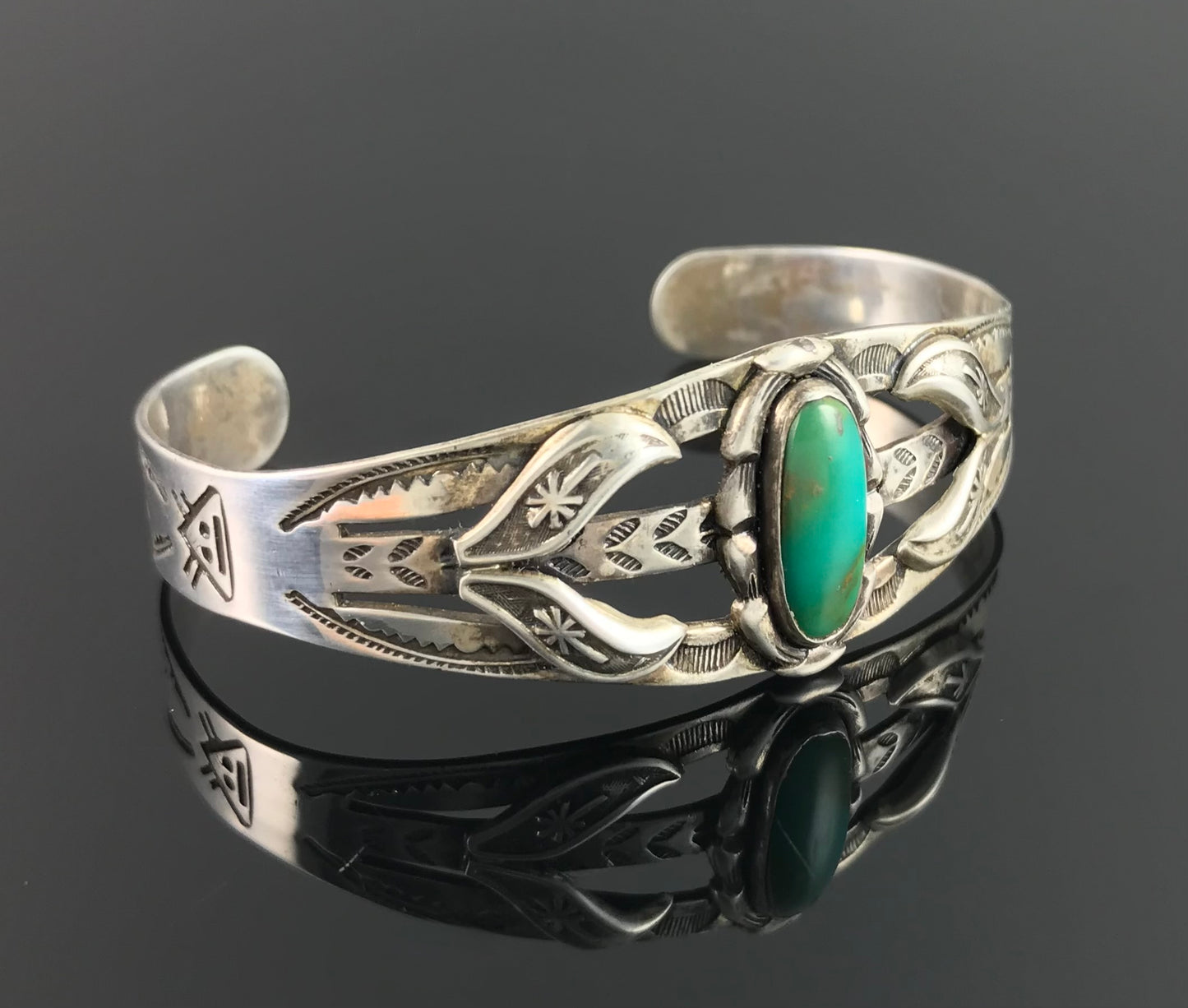 1960's Fred Harvey Era Turquoise Native American Cuff Bracelet - VINTAGE