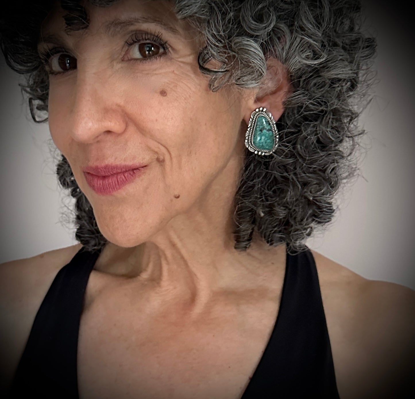 Clip-Back Spider Web Turquoise Navajo Native American Earrings - Vintage