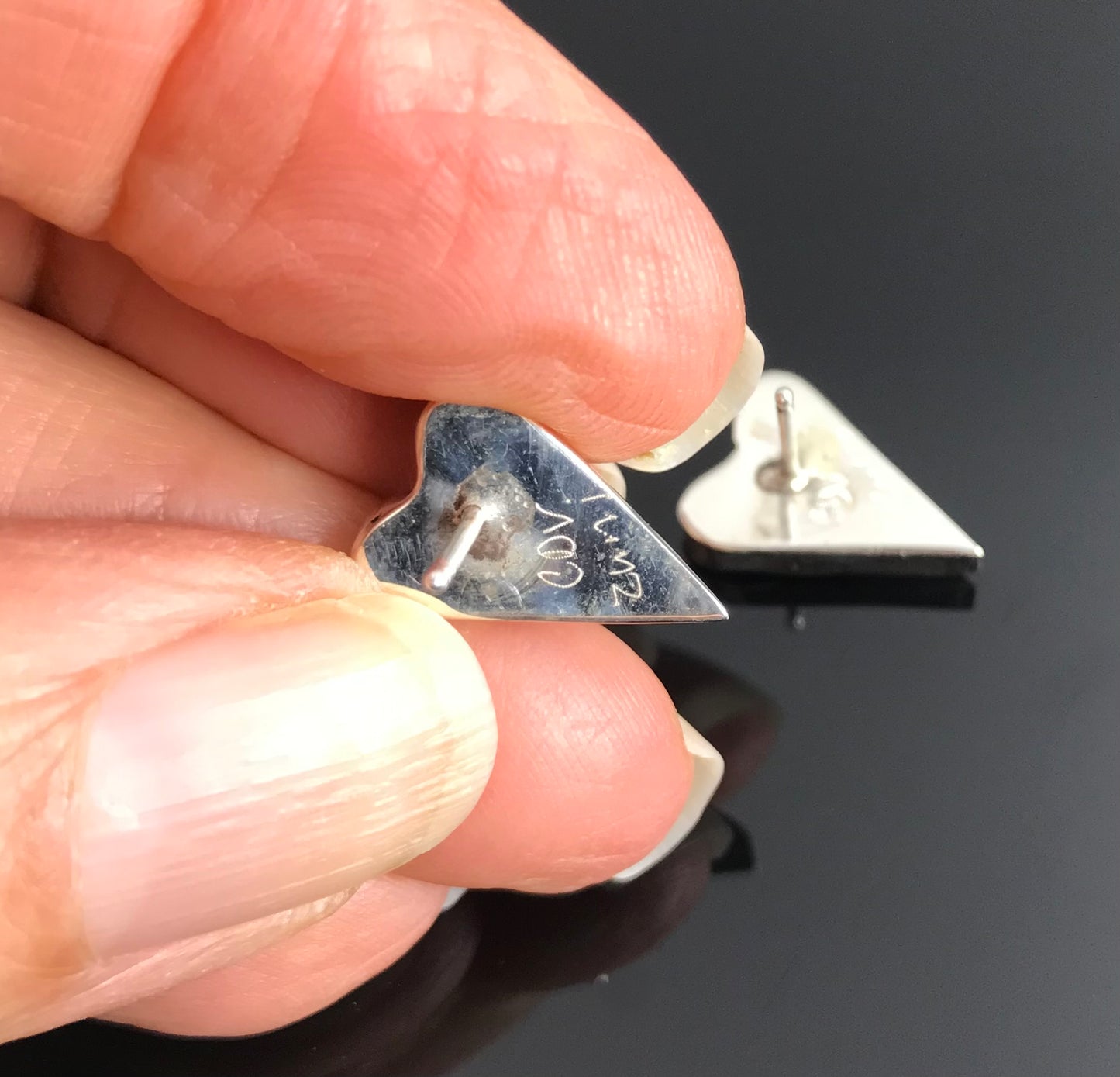 Zuni Turquoise Inlay Heart Earrings - Clayton Vacit