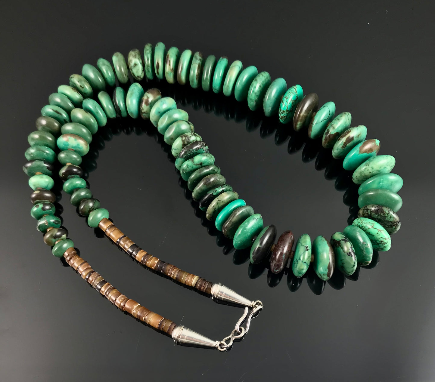Green Turquoise Heishi Beads Native American Necklace - Santo Domingo Kewa