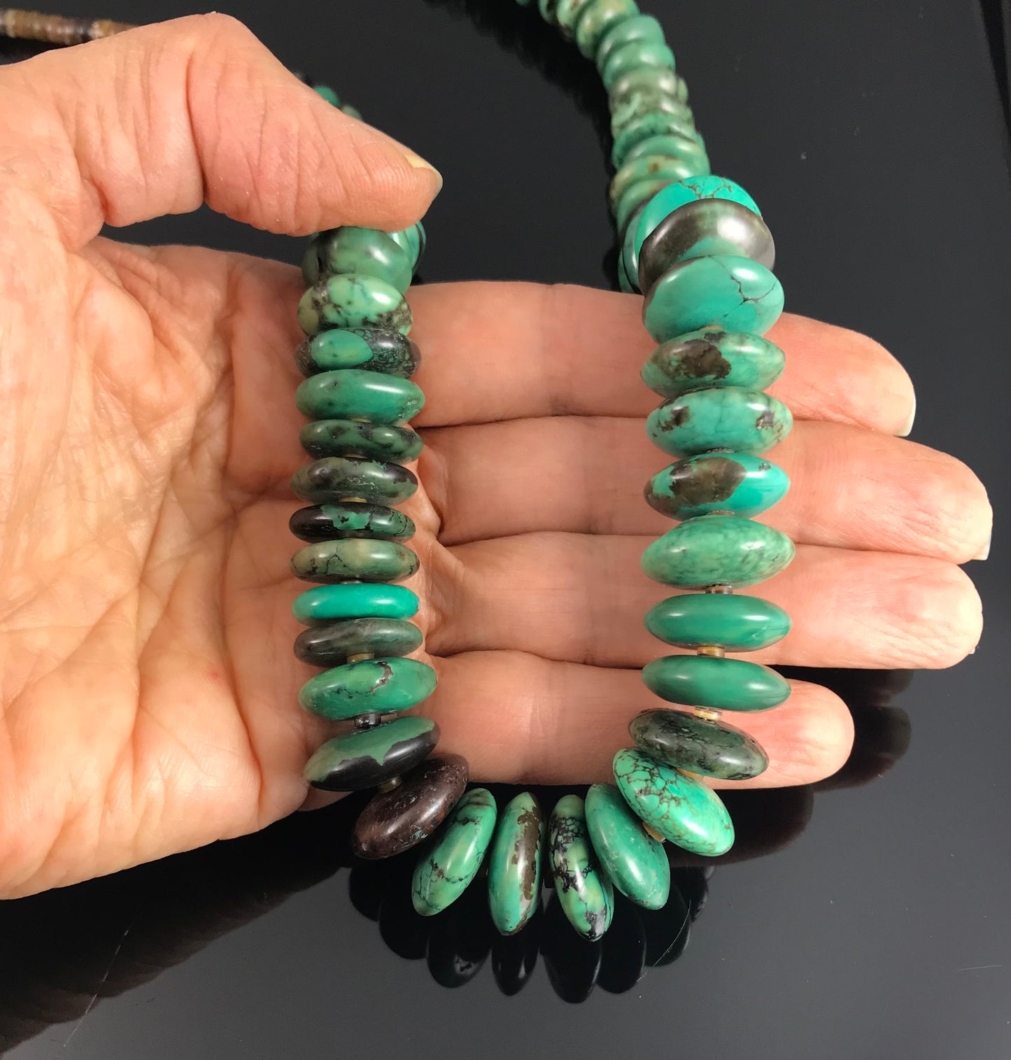 Green Turquoise Heishi Beads Native American Necklace - Santo Domingo Kewa
