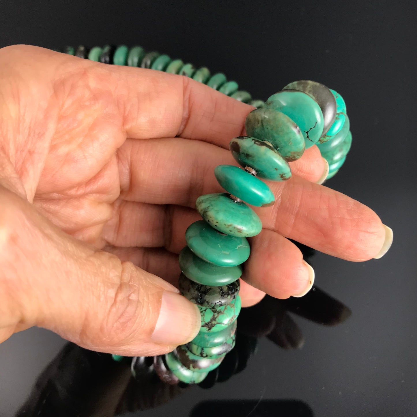 Green Turquoise Heishi Beads Native American Necklace - Santo Domingo Kewa