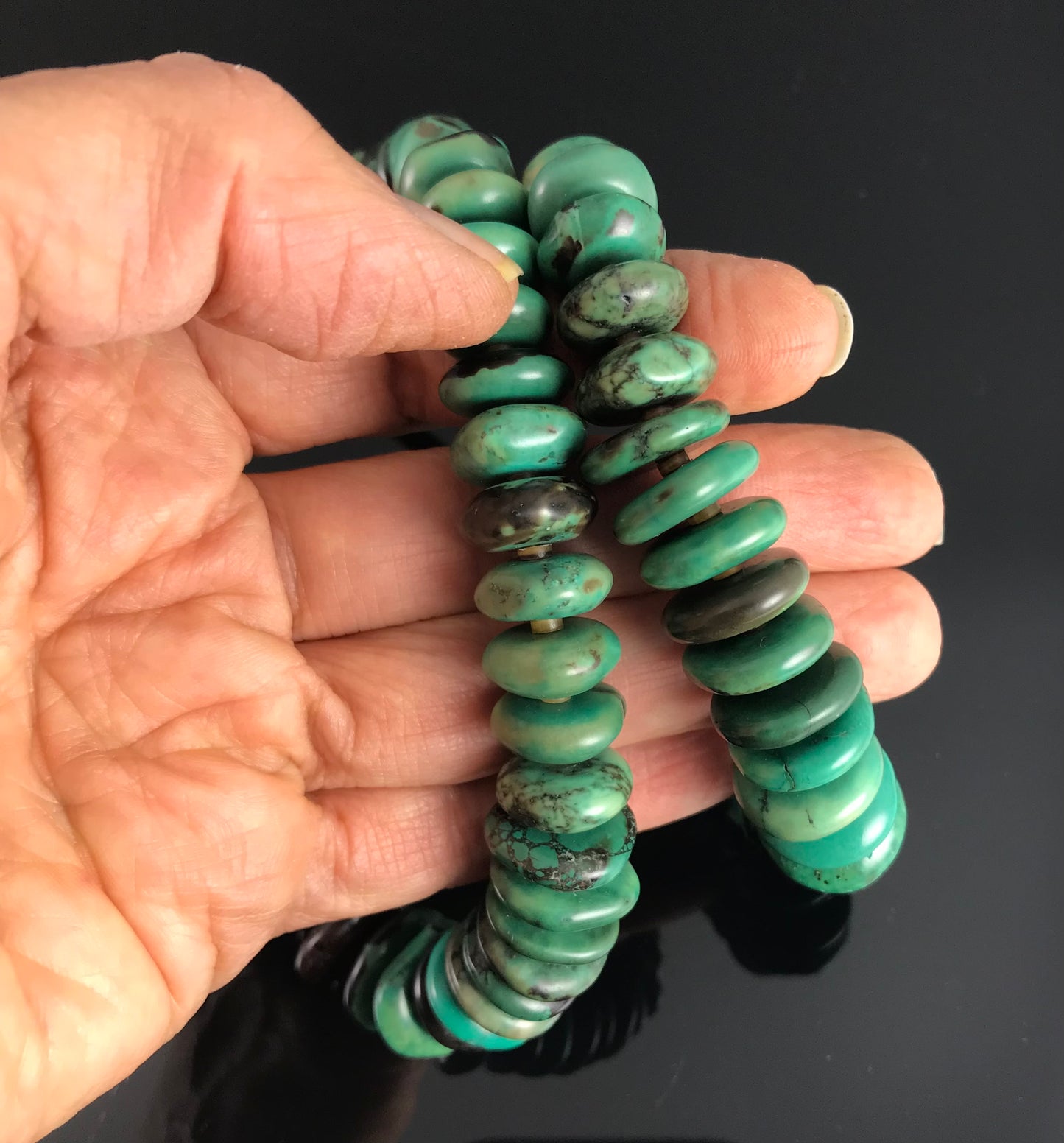 Green Turquoise Heishi Beads Native American Necklace - Santo Domingo Kewa