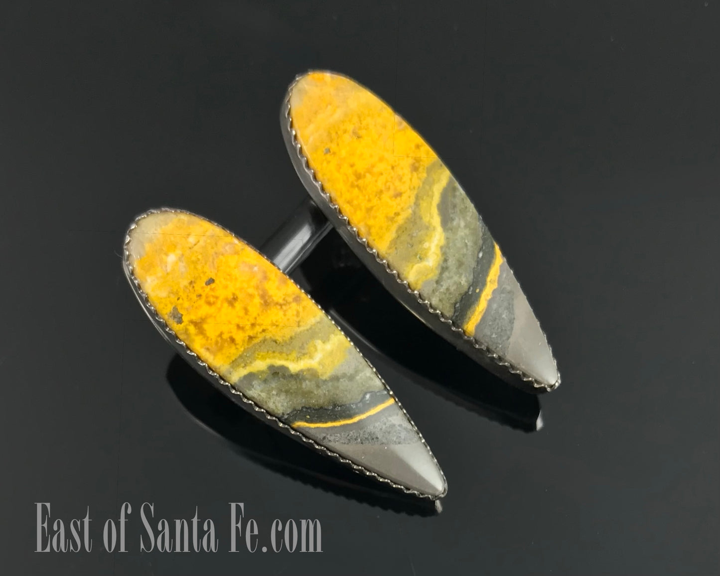 Navajo Yellow Bumblebee Jasper Earrings Navajo Native American - Michael Bitsie