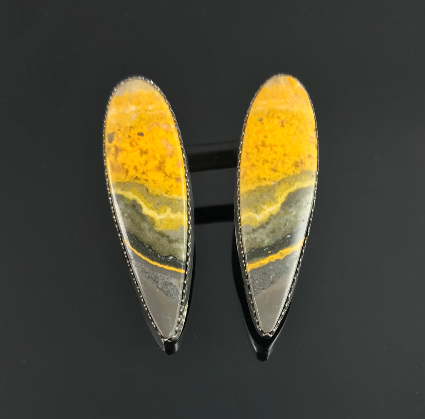 Navajo Yellow Bumblebee Jasper Earrings Navajo Native American - Michael Bitsie