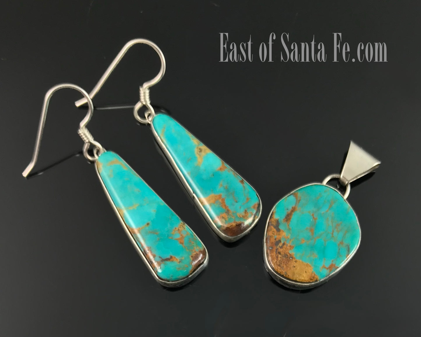 Navajo Turquoise Pendant & Earrings Native American - Jones Bahe