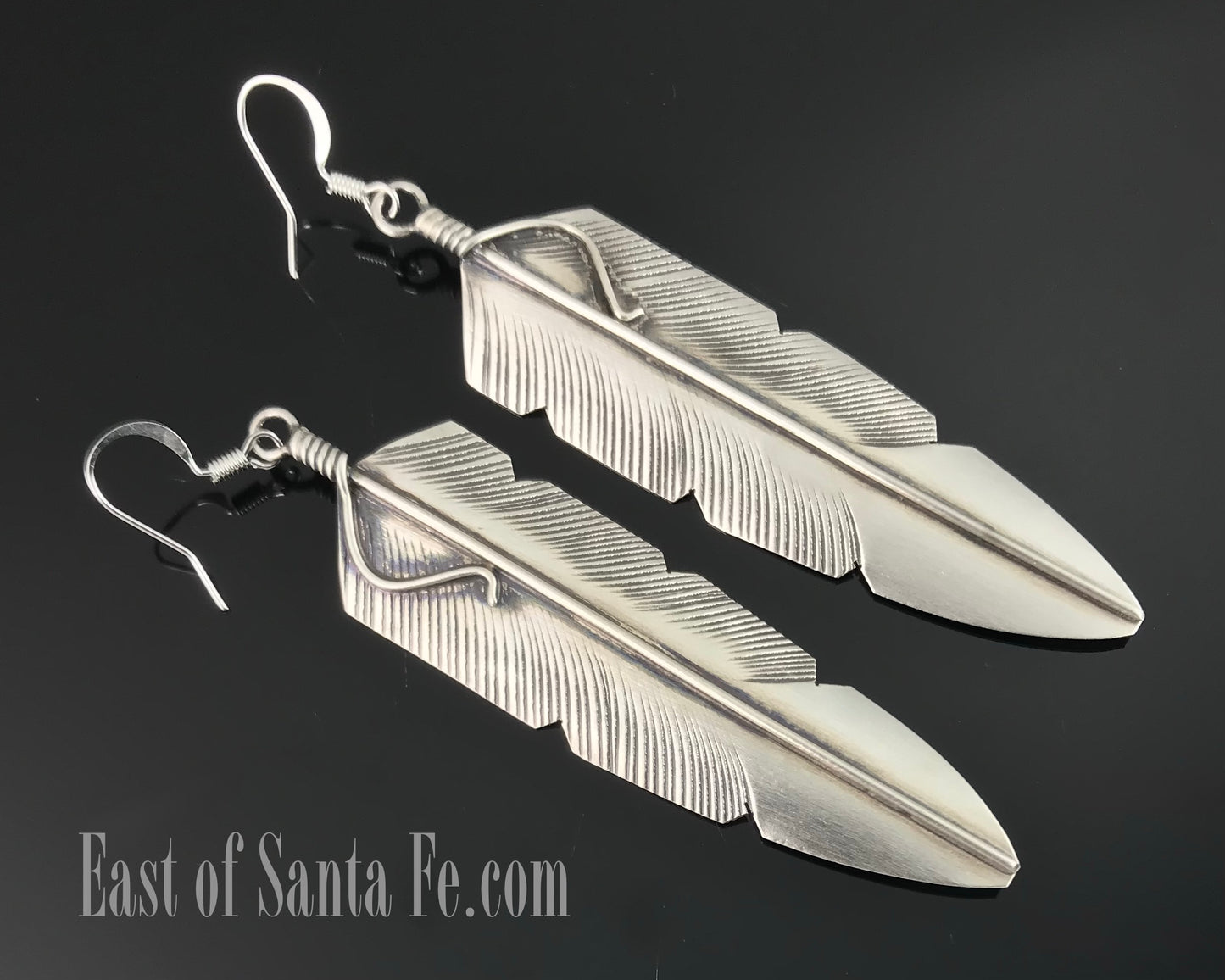 Sterling Feather Earrings Navajo Native American - Chris Charley