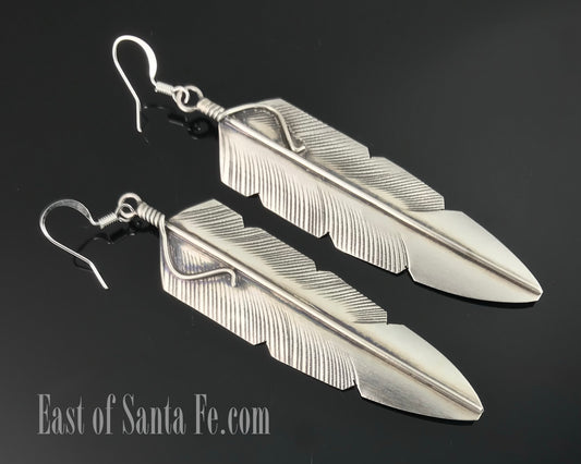 Sterling Feather Earrings Navajo Native American - Chris Charley