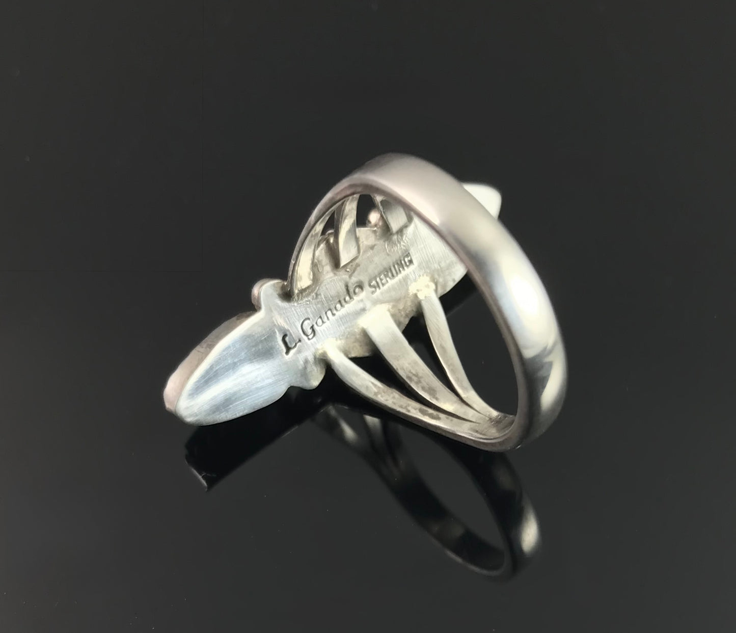 3 Gorgeous Turquoise Native American Navajo Ring Size 8 1/2 Signed: LaRose Ganado Negro