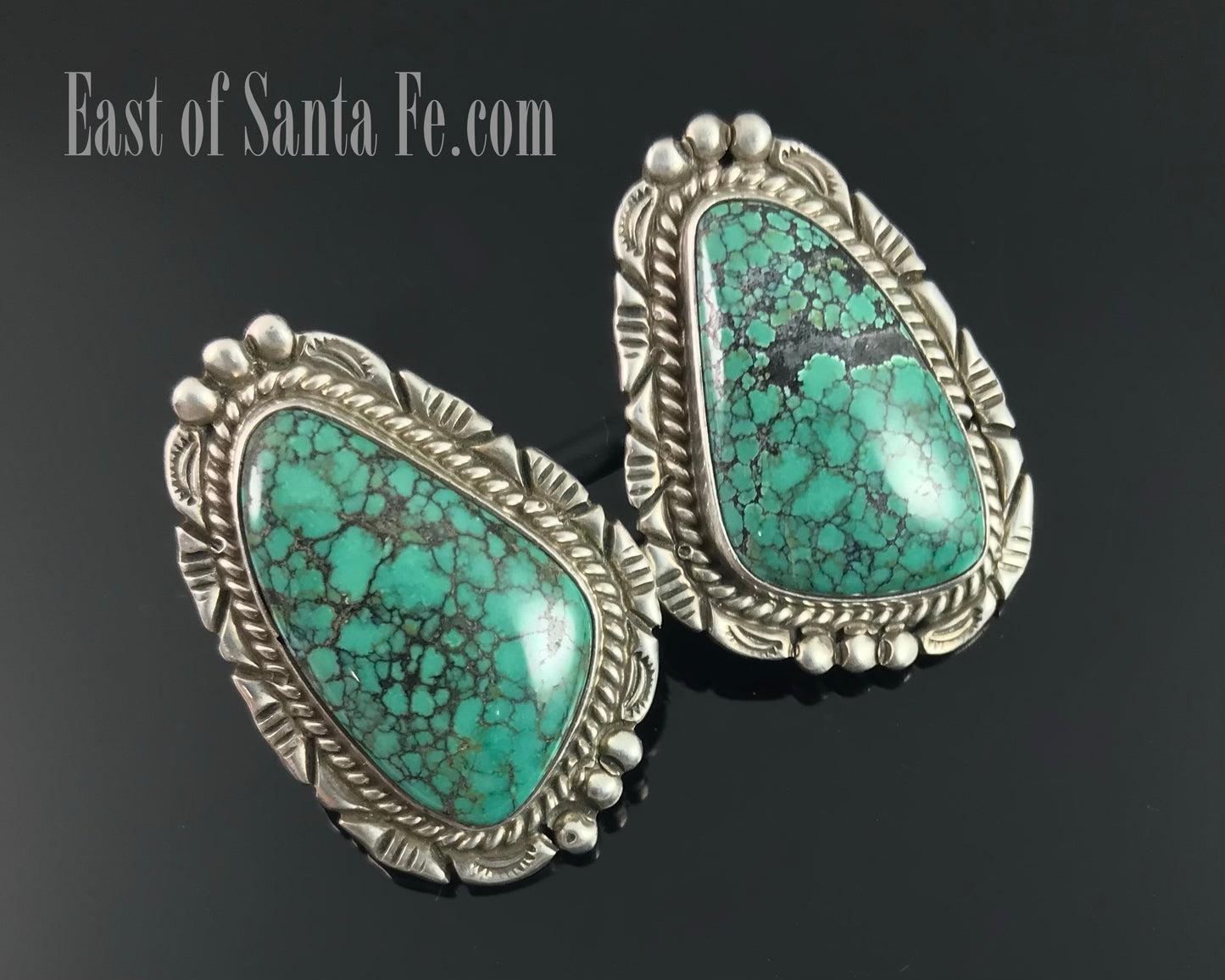 Clip-Back Spider Web Turquoise Navajo Native American Earrings - Vintage