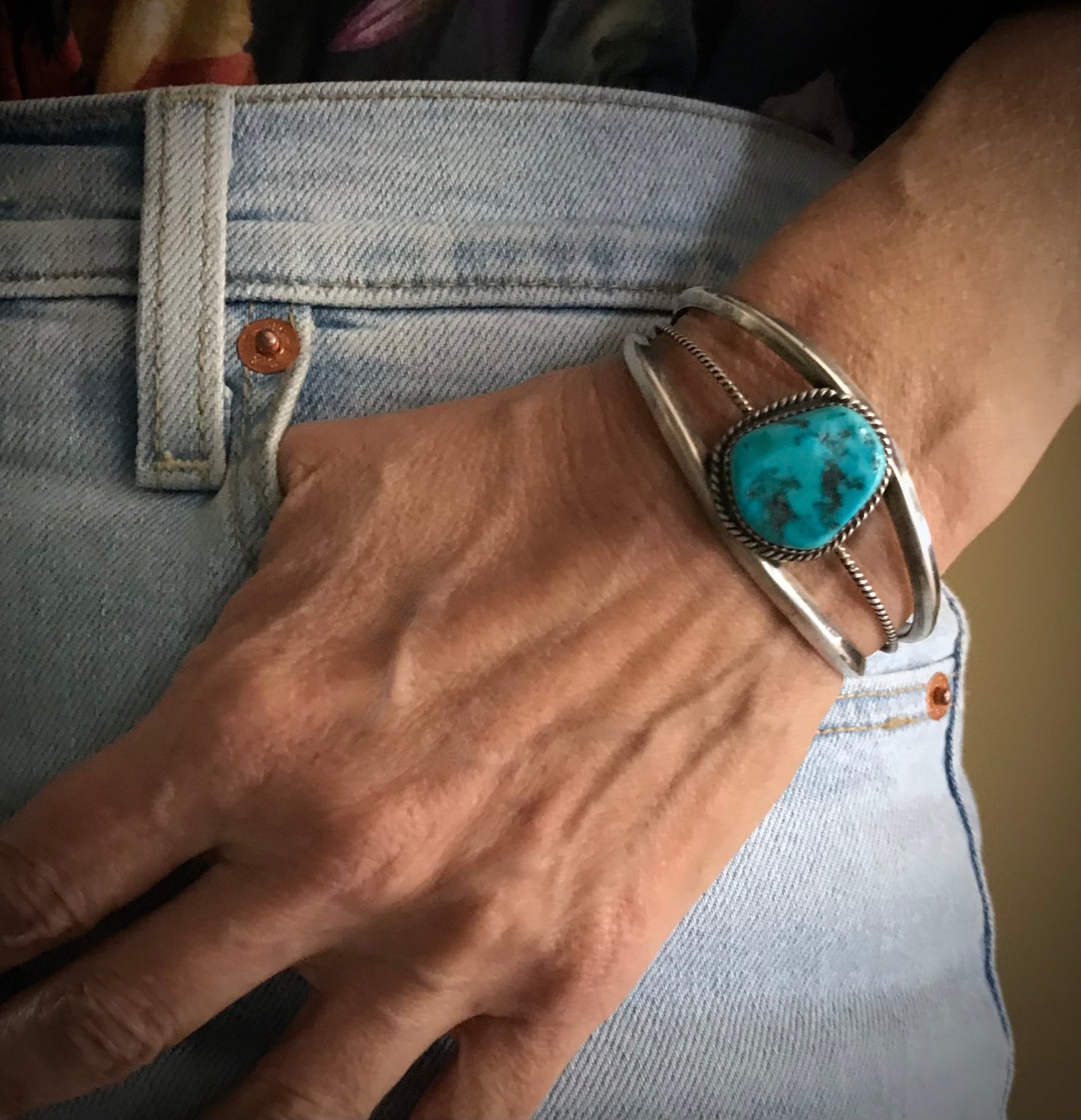 Classic Navajo Turquoise Native American Cuff Bracelet - Vintage