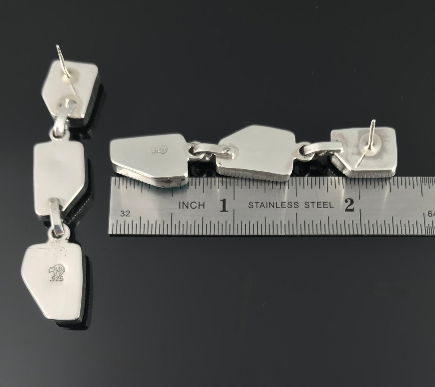 Triple Kingman Turquoise Navajo Native American Earrings - Gregg Yazzie