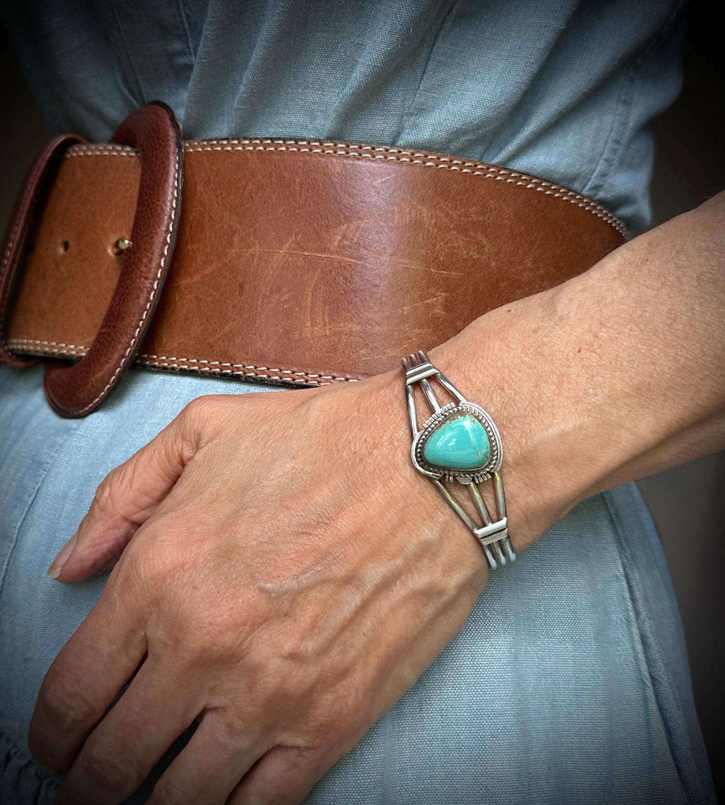 Vintage Navajo Turquoise Native American Cuff Bracelet - Larson Lee