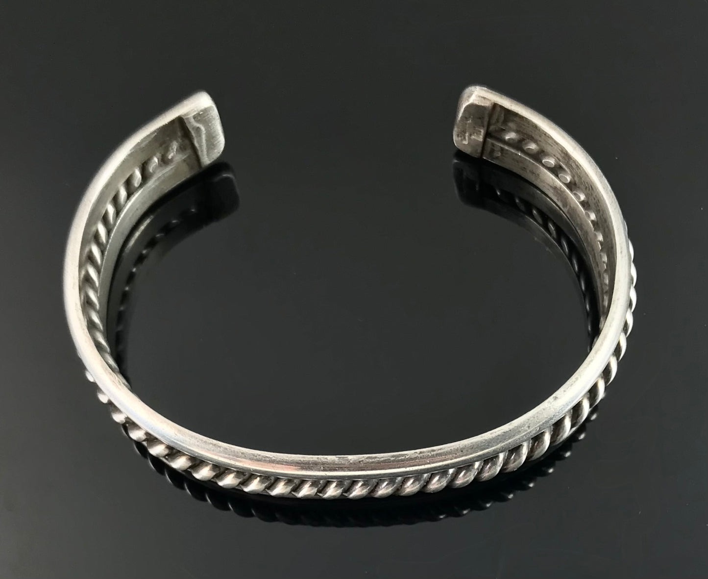 Navajo Sterling Silver Twist Cuff Bracelet Native American - Tahe
