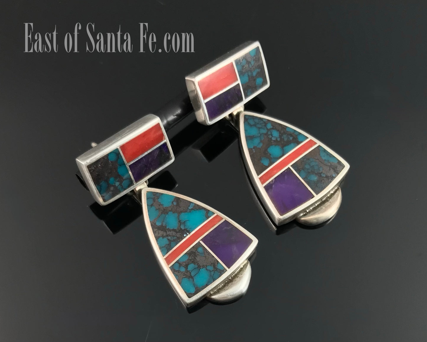 Inlay Earrings Navajo Native American - Ray Tracey