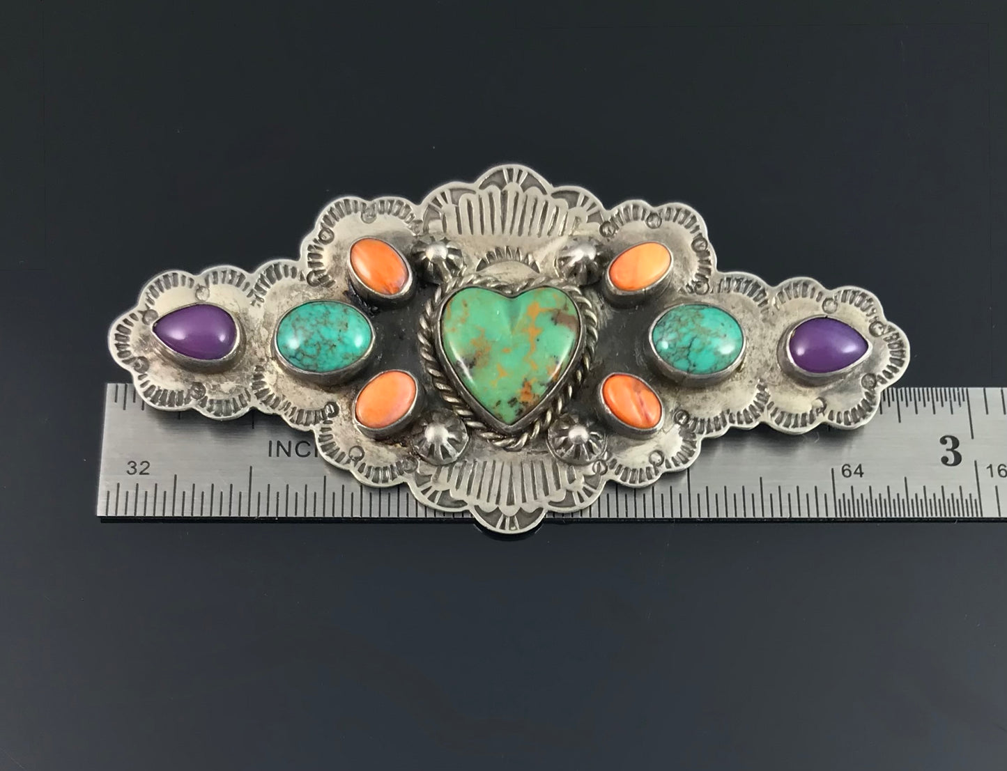 Native American Multi-Stone Heart Cluster Pin - Vintage