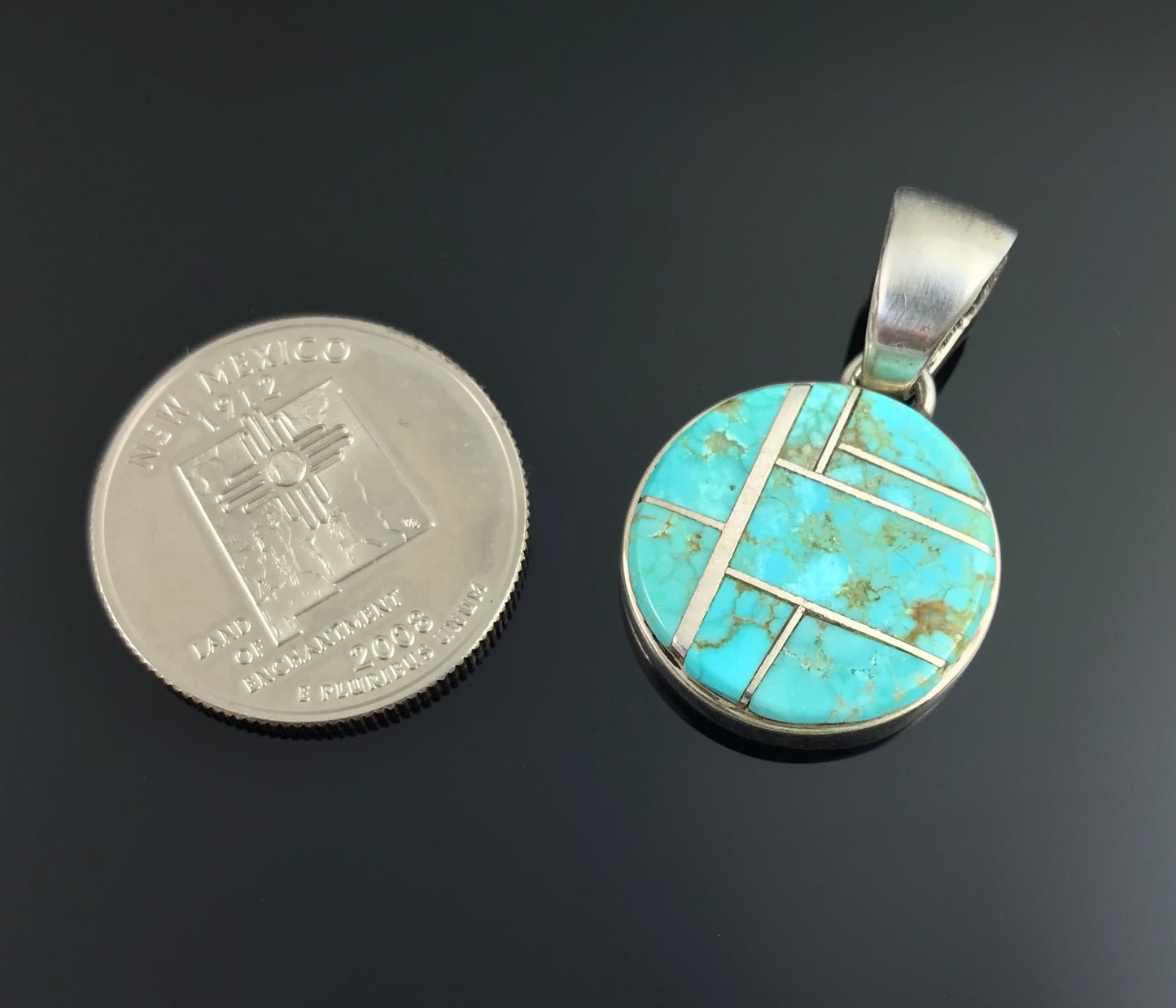 Number 8 Inlay Turquoise Pendant Native American - First American Traders