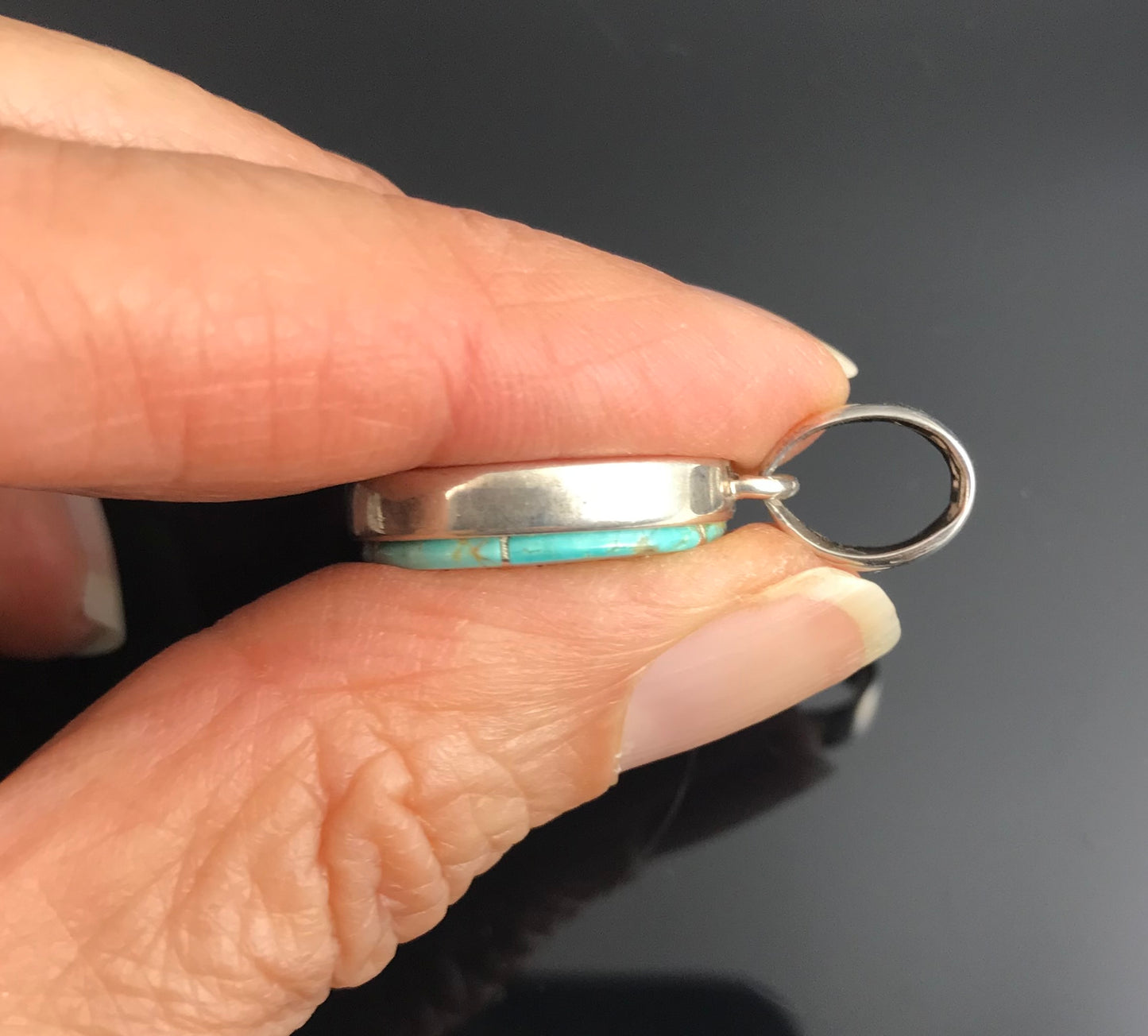 Number 8 Inlay Turquoise Pendant Native American - First American Traders