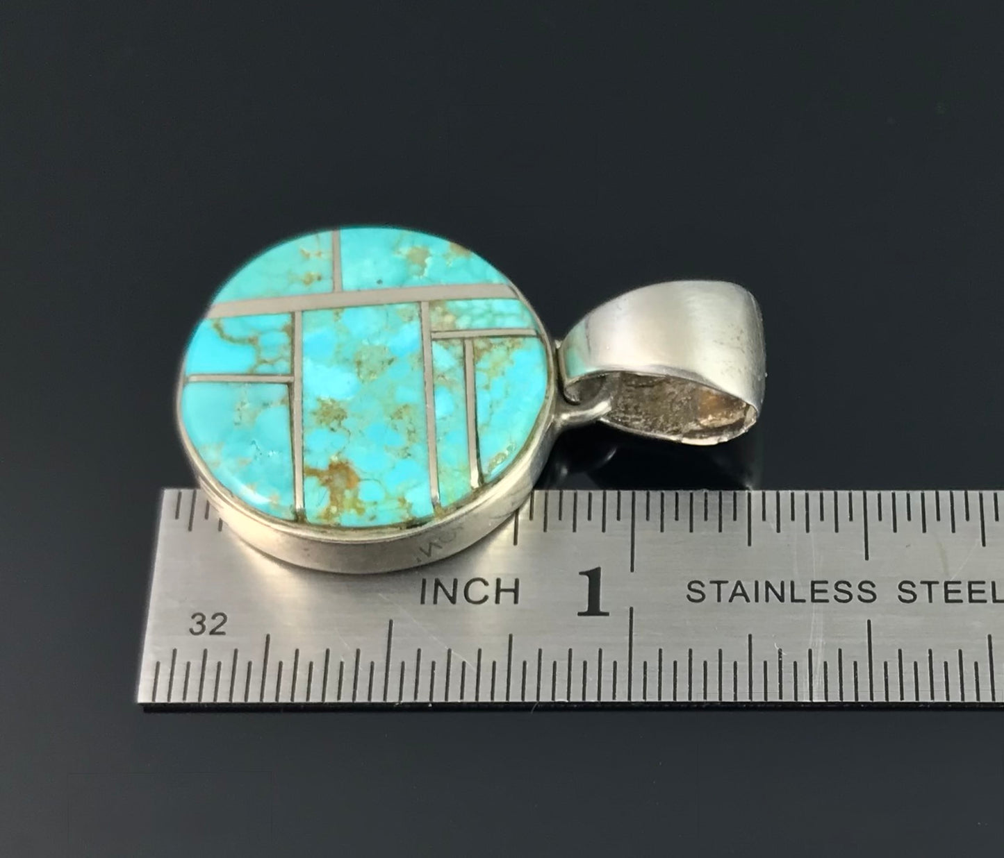 Number 8 Inlay Turquoise Pendant Native American - First American Traders