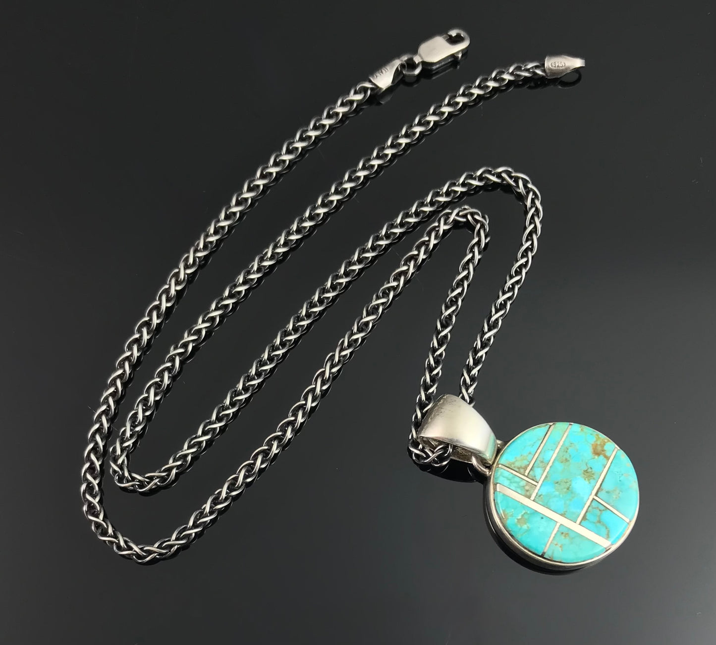 Number 8 Inlay Turquoise Pendant Native American - First American Traders