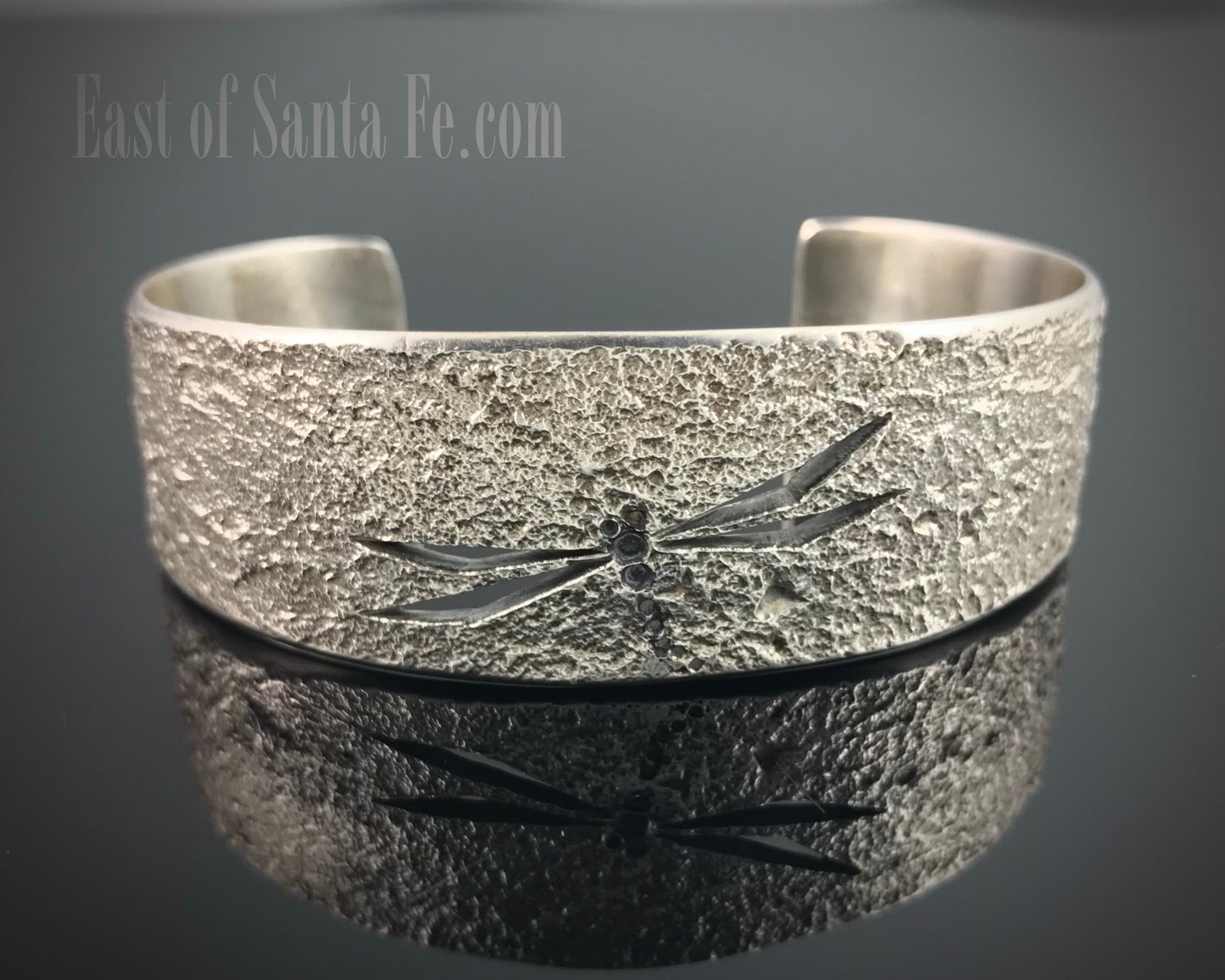 Dragonfly Tufa Cast Sterling Silver Cuff Bracelet - Vintage