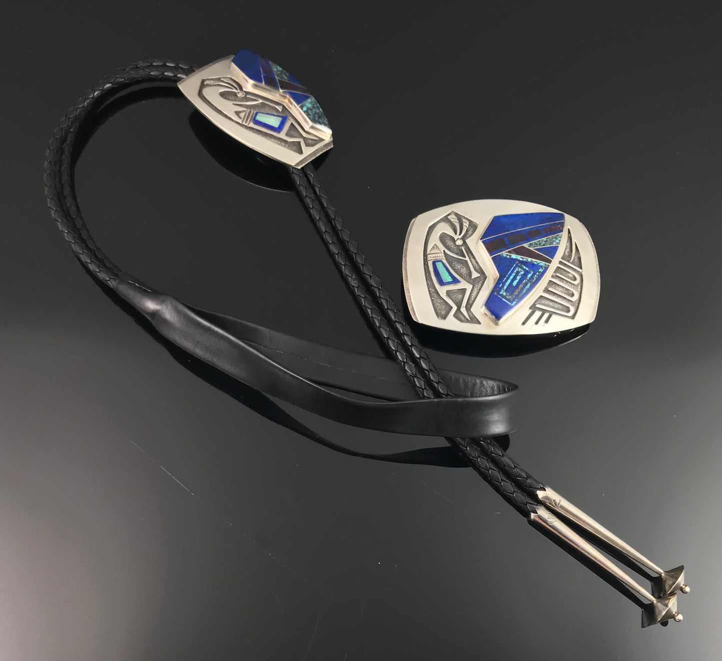 Kokopelli Inlay Bolo Tie & Belt Buckle Native American Navajo - Cecil Ashley